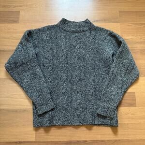 Vintage 80s Peter Werth Gray White Wool Knit Mock Neck Pullover Sweater Sz Large